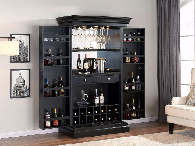 Ashton Wine & Spirit Cabinet in Black – The Pool Table Store